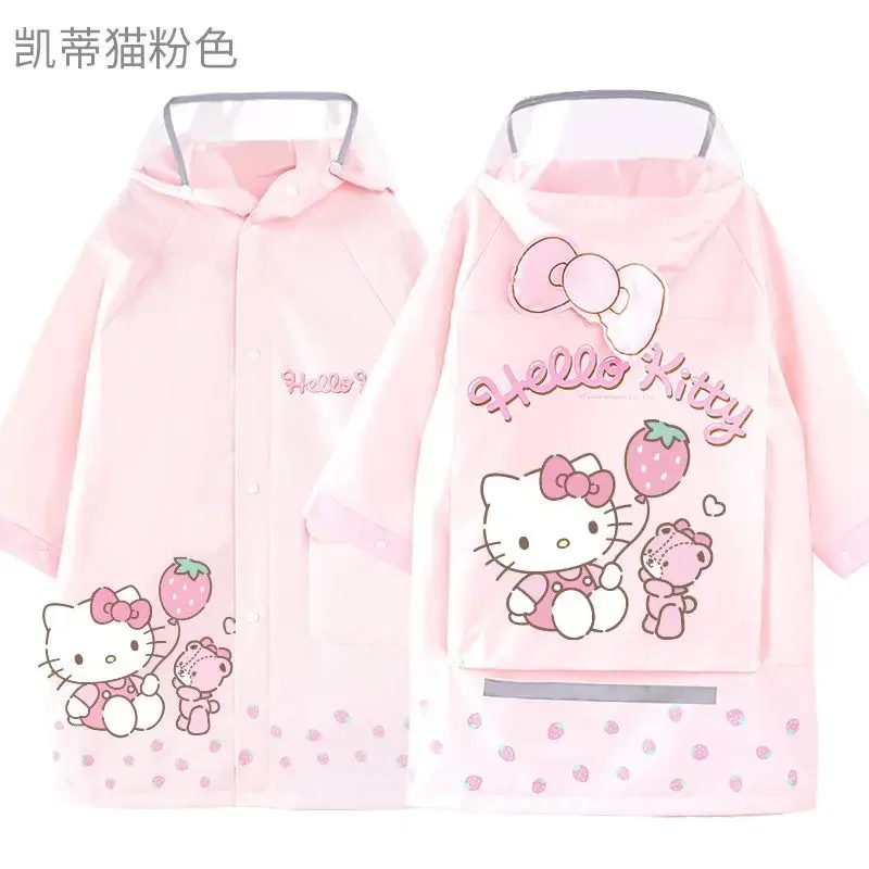 24 Sanrio dziecięcy płaszcz przeciwdeszczowy studencki Poncho moja melodia z tornister siedzenie wodoodporne Kuromi Kawaii figurka Anime kreskówka