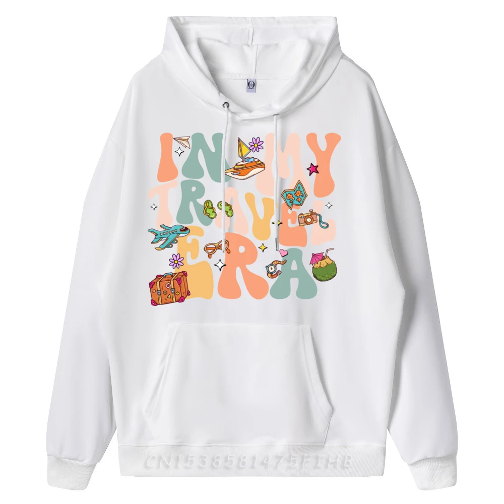In My Travel Era Airplane Adventure For Family Vacation Trip Graphic Tee Polyester Fiber Long Sleeve Hoodie Men England Style
