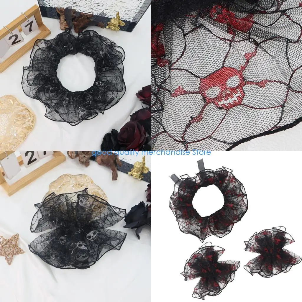 y5jd-classical-wrist-cuff-black-layered-lace-detachable-collar-soft-neck-accessory-for-office-or-date