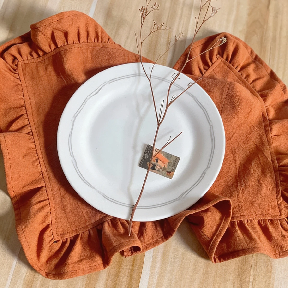 2/6/12Pcs Orange Ruffled Napkin Halloween,Suitable for Dining Table,Living Room,Party,Holiday Cafe,Shooting Props Decoration