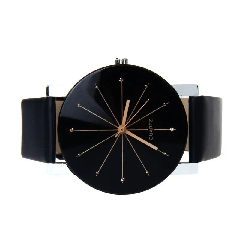 Relojes de cuarzo para parejas, pulsera de PULeather, de lujo, a la moda, para hombre y mujer