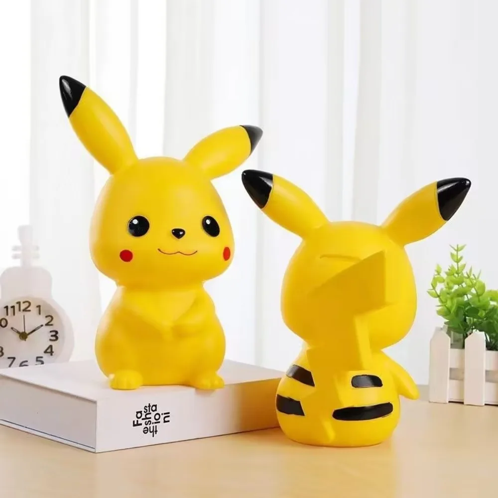 New Pok é mon cartoon model Pikachu piggy bank cute action doll model decoration children's gift Kawaii large-sized cash box