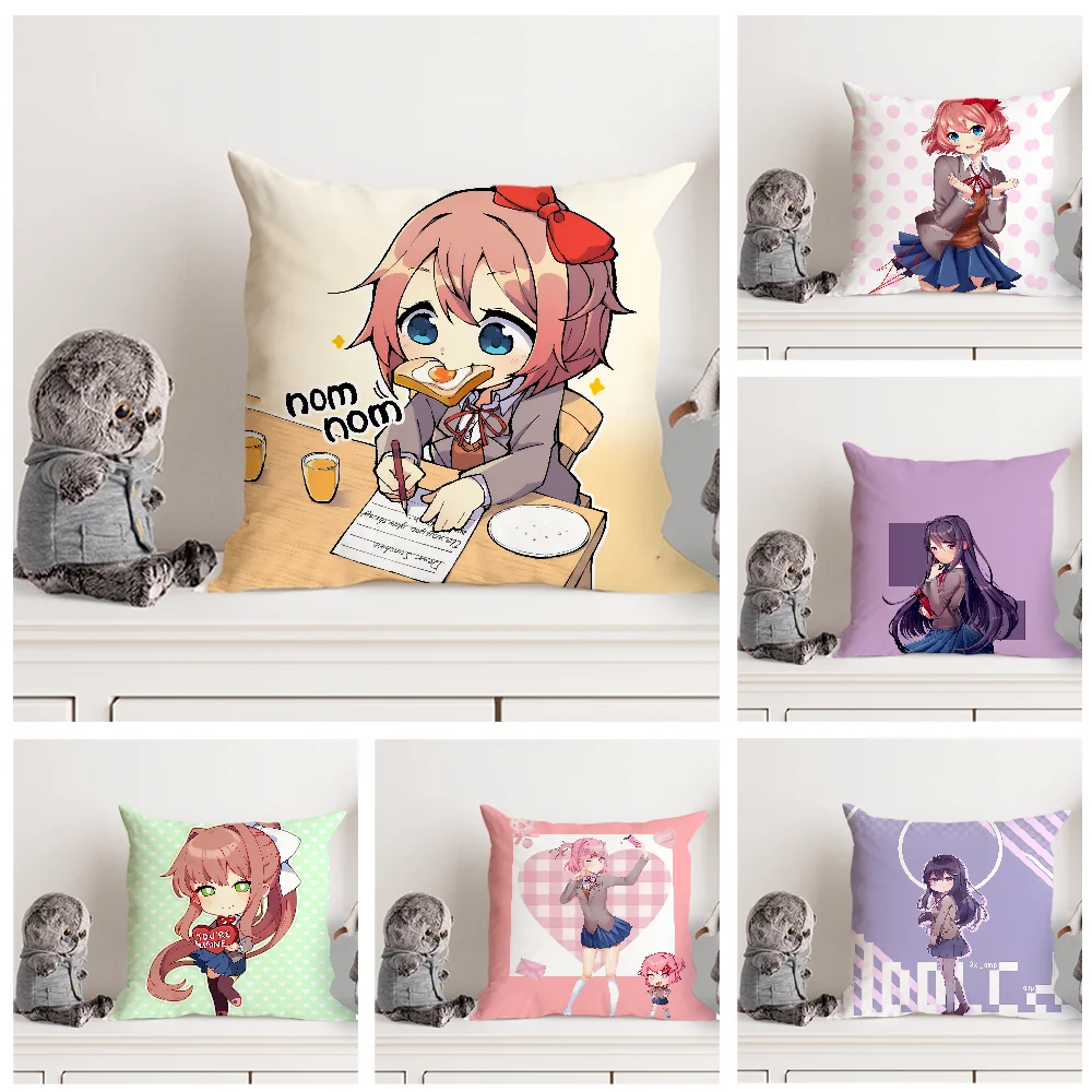 Game Doki D-Doki L-Literatuare Club Anime Pillow Case Double Sided Printed Cushion Cover Soft Short Plush Sofa Decorative Home D