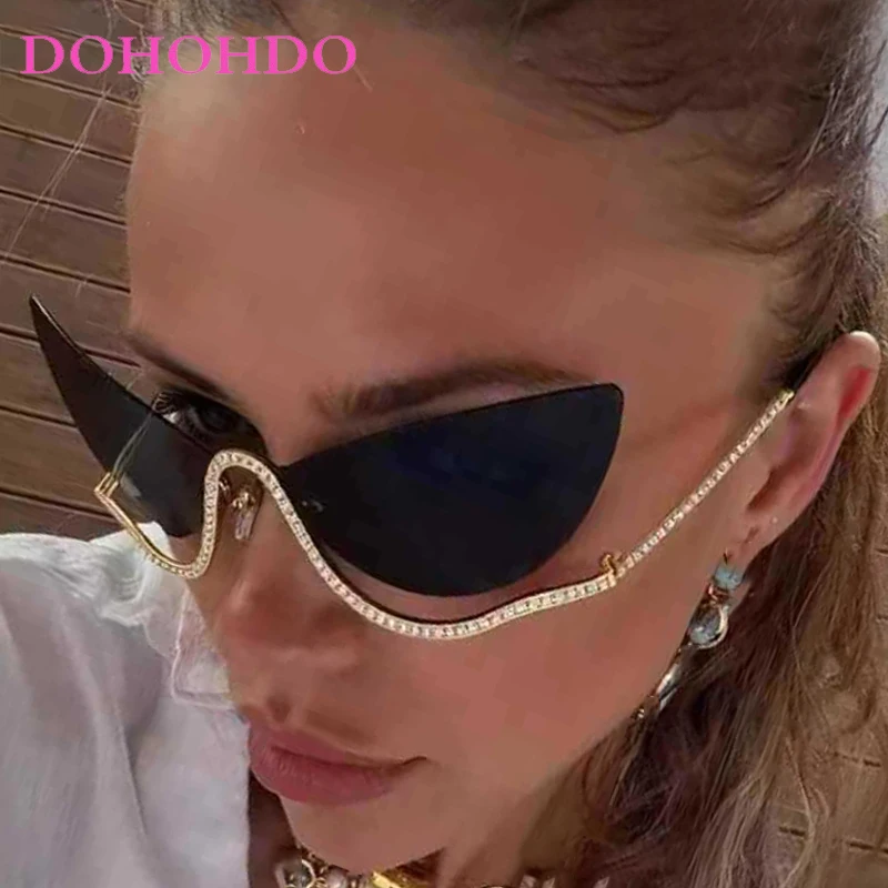 

Fashion Luxury Designer Cat Eye Metal Half Frame Women Sunglasses Trend Retro Men Eyewear Outdoor Travel Shade Sunglasses UV400
