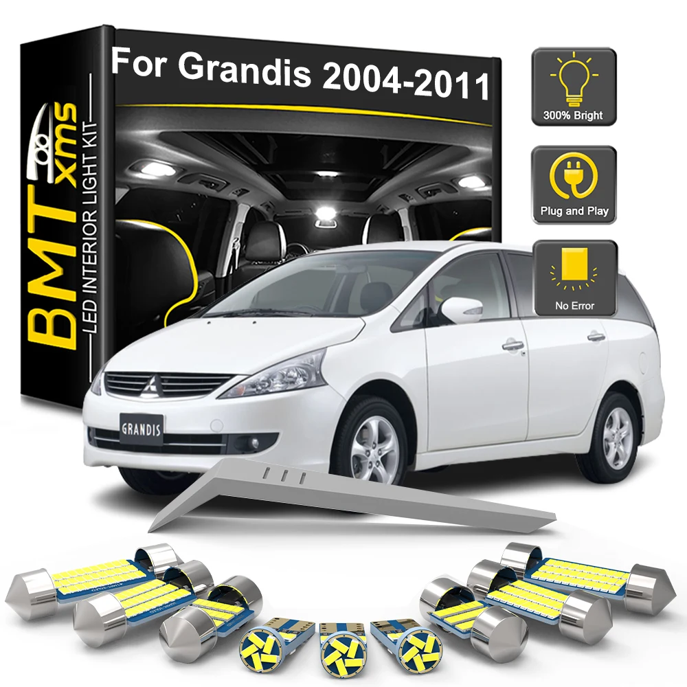 BMTxms 18Pcs LED Interior Light Bulb Kit For Mitsubishi Grandis 2004 2005 2006 2007 2008 2009 2010 2011 Canbus Car Reading Trunk