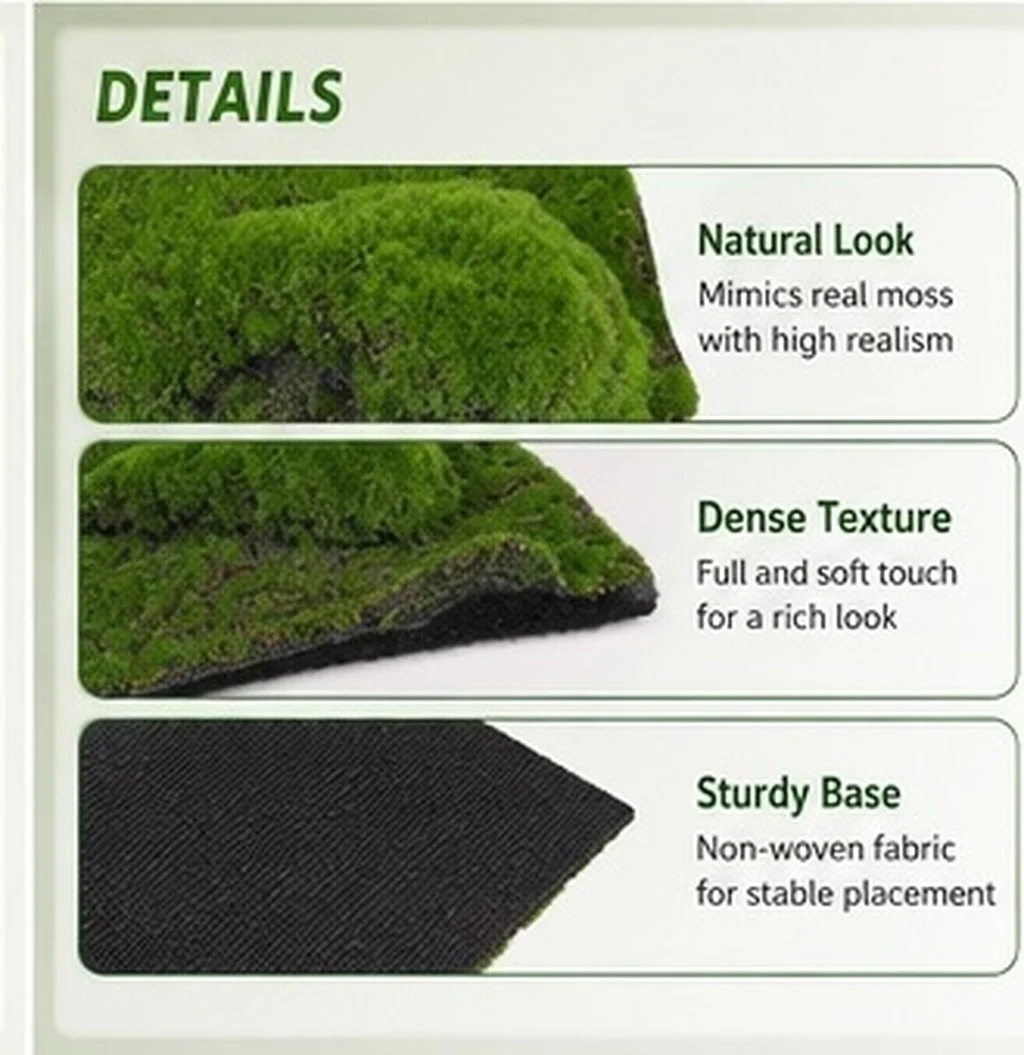 Artificial Moss Mat Natural Looking Faux Turf for Garden Balcony Living Room Restaurant Landscaping Decor