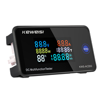 KEWEISI DC200 Digital Voltmeter Power Tester DC Voltage Energy Meter LED Color Display Wattmeter 0-10/50/100A 200V with Diverter
