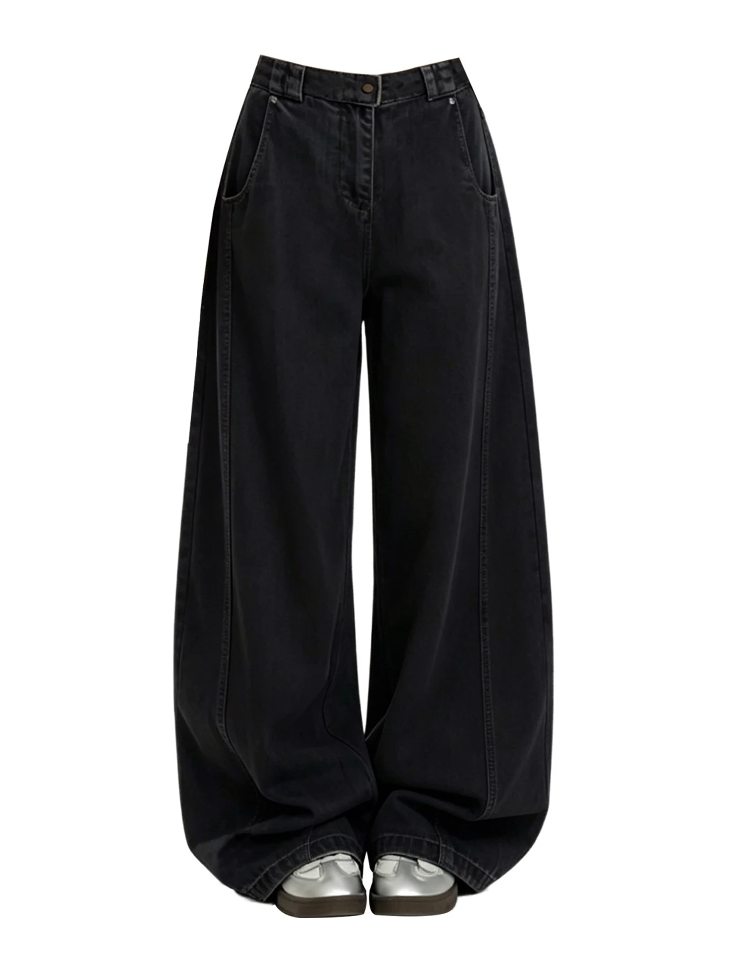 Women's Black Gothic Y2k Jeans Vintage Hiphop Grunge Oversize Jeans Pants Baggy Straight Leg Denim Pants for Women Summer 2026