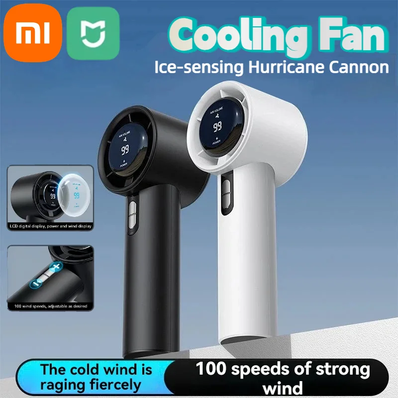 Xiaomi New Handheld High-speed Fan USB Charge Mini Portable 100 Speed Turbo Violent Small Outdoor Powerful Fan 3000mAh Battery