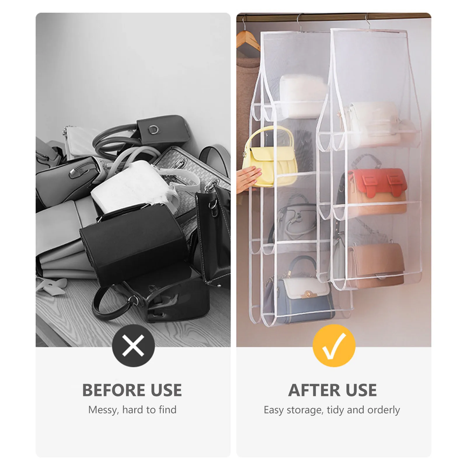 Hanging Handbag Storage Bag Multi-Tier Door Back Organizer for Bags Purse Dust Protection Home Office Dorm Living Room Visible