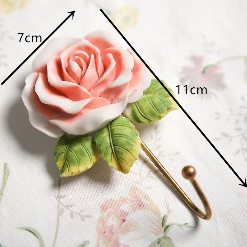 100pcs Rose Resin Wall Hooks Wall Mounted Creative Flower Iron Hook for Hanging Coat/Hat/Key/Towel/Hangers Home Decoration