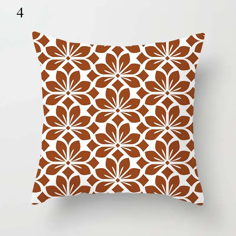 Brown series modern minimalist printed square cushion cover for home living room sofa decorative stripe pillowcase 45 * 45cm