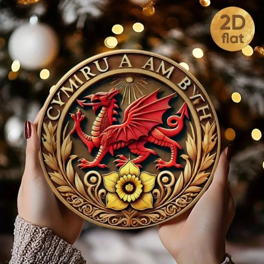 Welsh Dragon الألومنيوم جدار الفن 1PC - خمر الأحمر الوطنية رمز الإبداعية ديكور المنزل مكتب #1