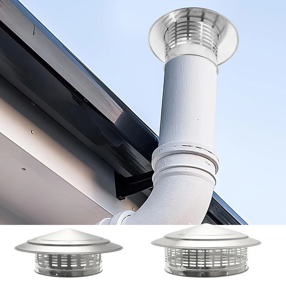 250/300mm Fireplace Chimney Hat Roof Cowl Metal Top Hat Flue Rain Cap Cover Stove Pipe Chimney Cap Umbrella Round Rain Cap