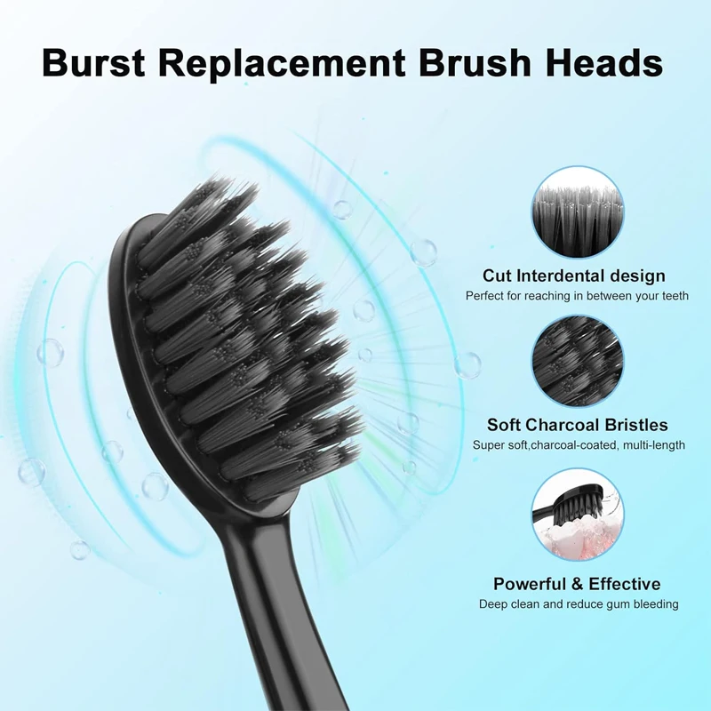 4 PCS Replacement Sonic Electric Toothbrush Heads Soft Charcoal Bristles Whiting Teeth For Seago S9 For Burst Adults Toothbrush