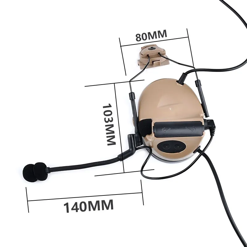 WADSN C2 Comtac II Tactical Helmet Headset Outdoor Hunting Shooting Headphone With Kenwood U94 PTT Rail Adapter Earmuff Earphone