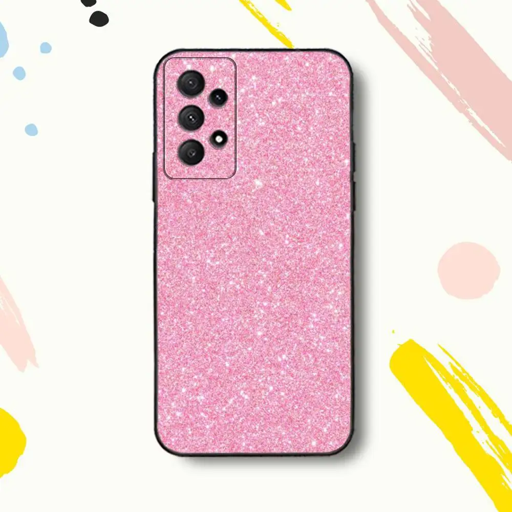 Casing Ponsel P-print Pink G-glitters untuk Samsung Galaxy A 80,72,73,91,53,22,51,52,5G,Plus,J,Note Sampul Hitam Lembut