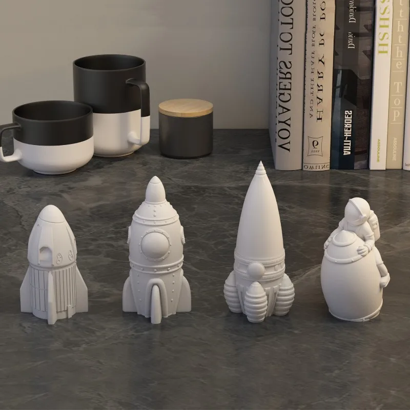 3D Space Astronaut Silicone Candle Molds Handmade Aerospace Themed Plaster Crafts Resin Cement Mold Home Art Casting Tools