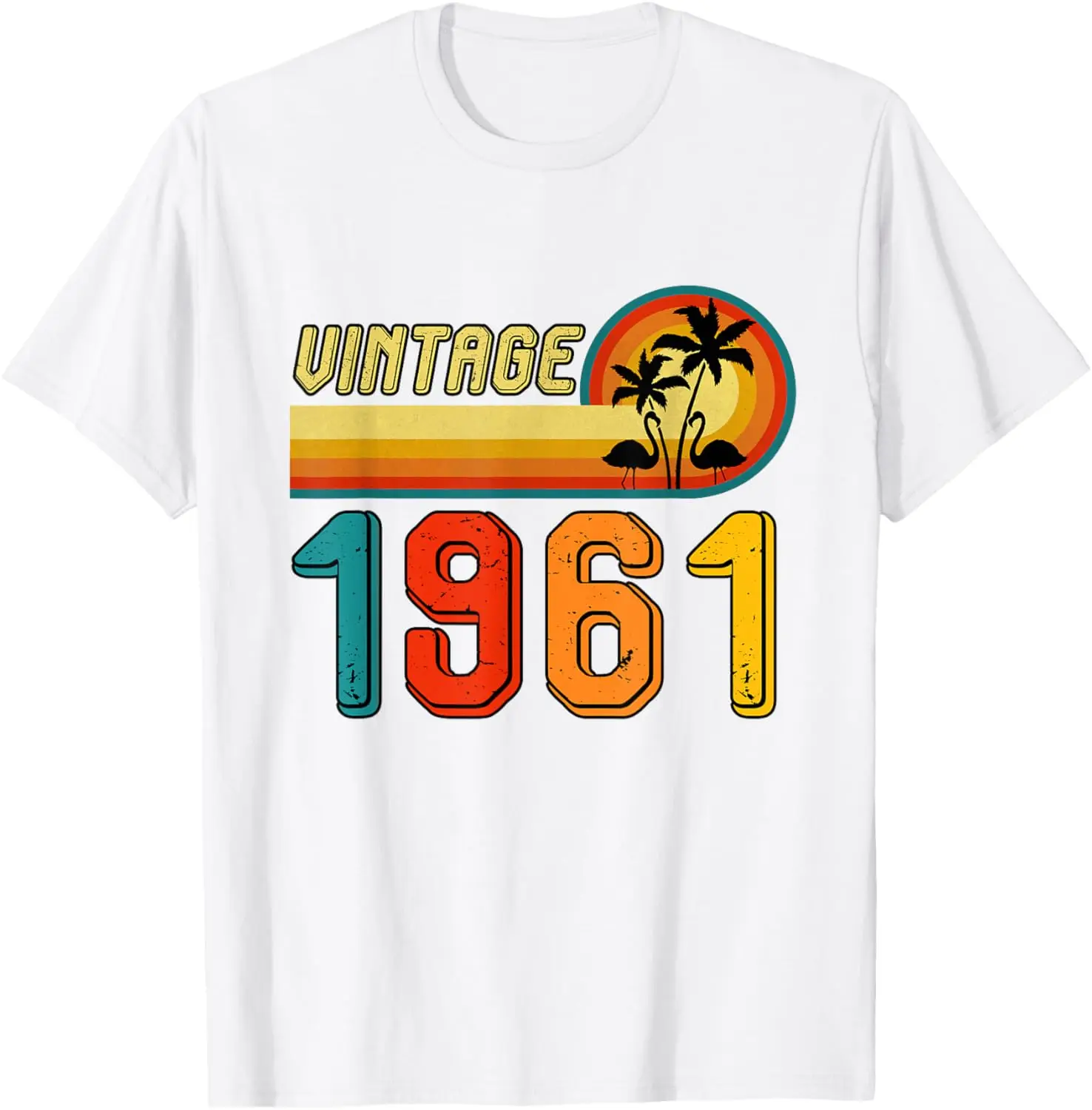 Vintage 1961 Birthday Gift for Men Women 63 Years Retro Palm T-Shirt Graphic T Shirts Vintage T Shirt Unisex Camisas Streetwear