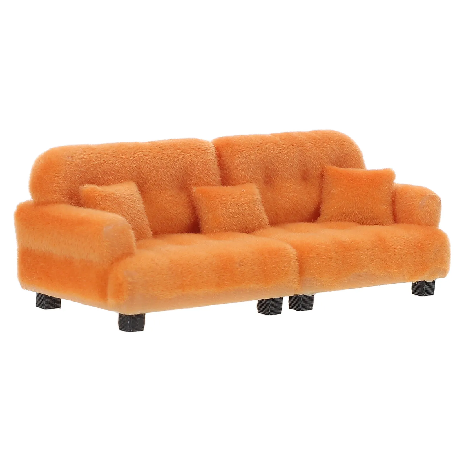 

Миниатюрный диван в масштабе 1:30, коричневый, с флокированным покрытием, мягкой текстурой, реалистичный, для интерьера кукольного домика, гостиной, спальни, миниатюрный