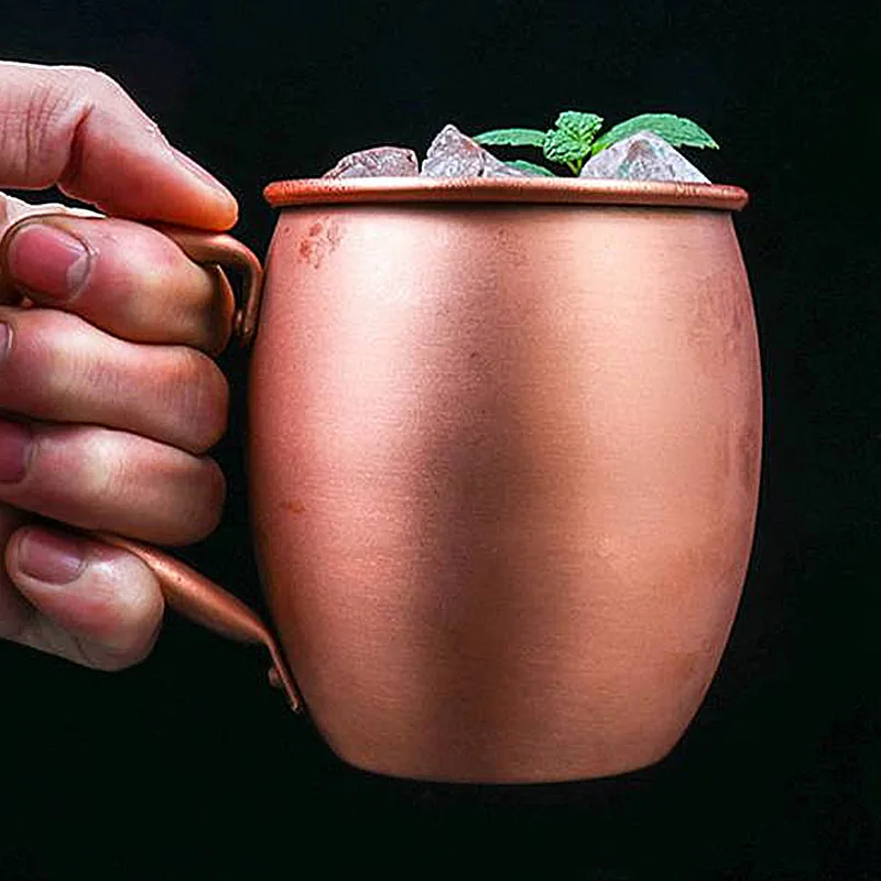 

530ML 100% Pure Copper Mug Moscow Mule Mug Drum Cup Cocktail Cup Pure Copper Mug Restaurant Bar Cold Drink Cup, B