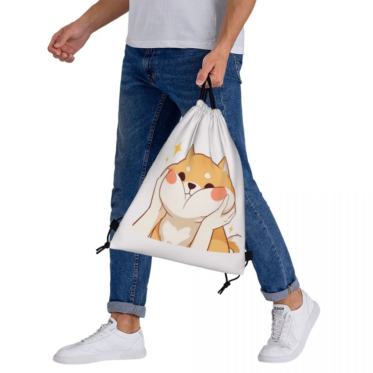 Mochilas Kawaii Shiba Inu con cordón, bolsas portátiles de moda, paquete de cordón, bolsa de artículos diversos, bolsas de libros para la escuela de viaje