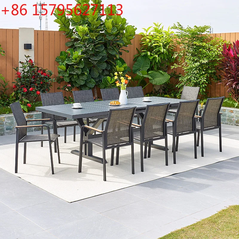 

Обеденный стол и стулья на открытом воздухе, сад во дворе виллы, простой телескопический стол и стулья из алюминиевого сплава, проживание в семье, отель