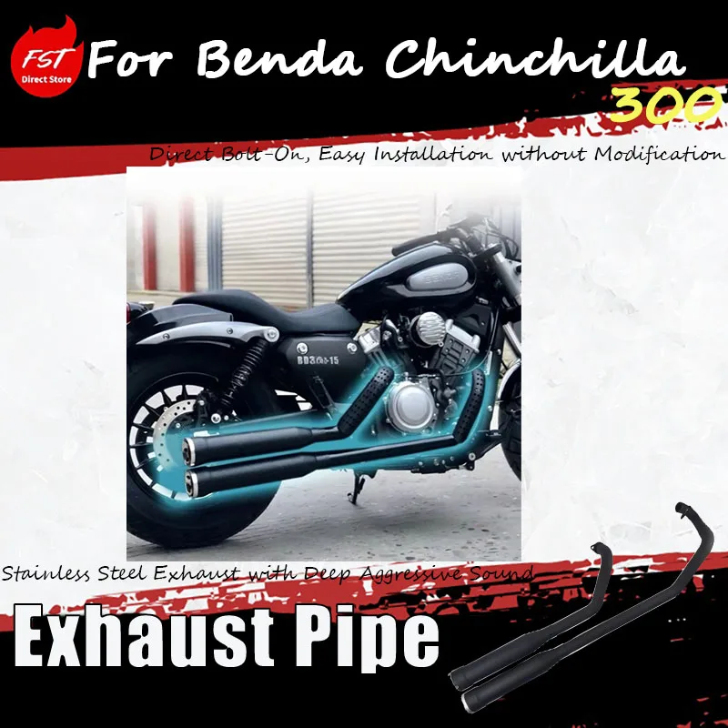 

For Benda Chinchilla 300 model, install the dual snake exhaust pipe accessories with no damage.