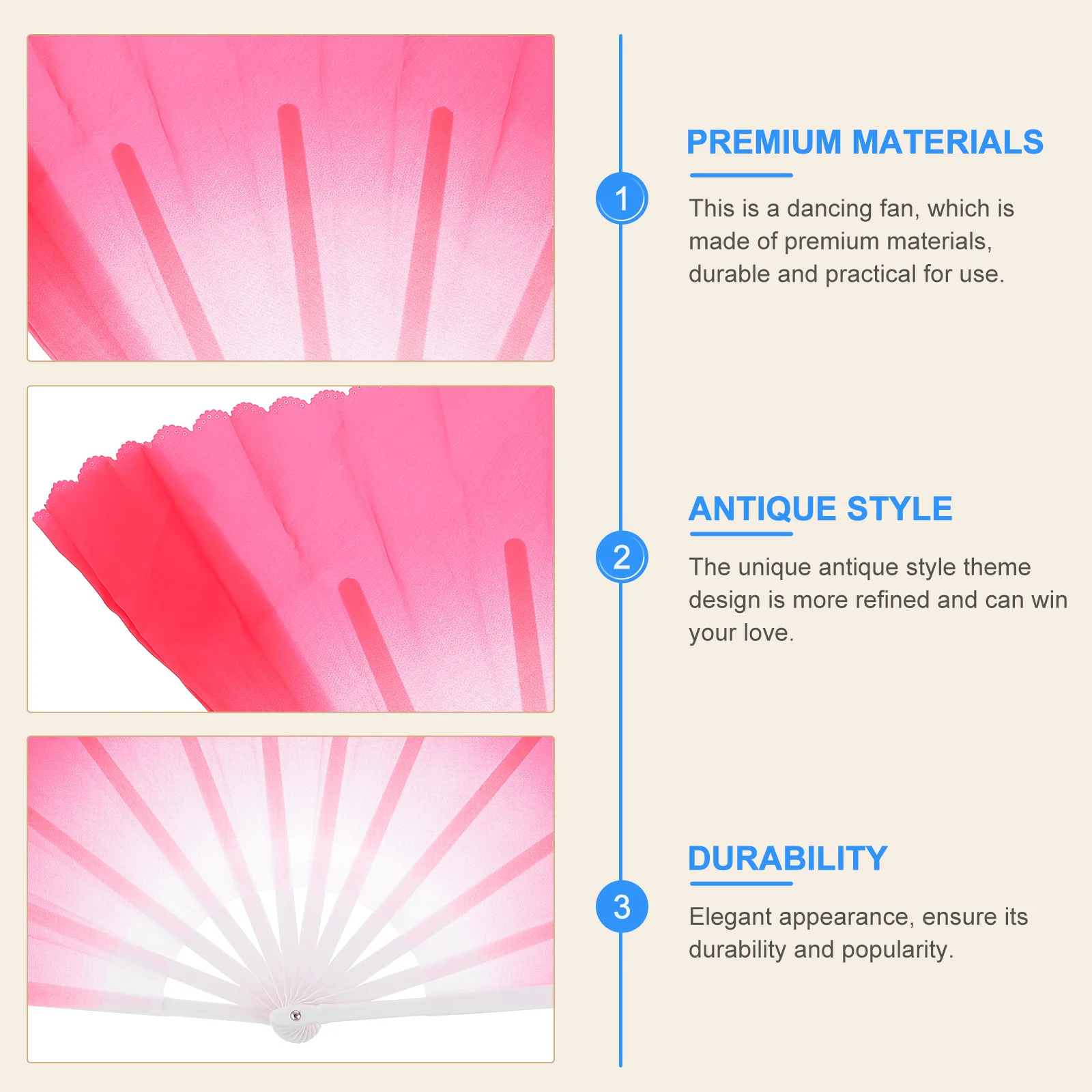 

Dancing Fan Foldable H Fans 33cm Bone 10cm Lace Right H Chinese Stage Performance Portable Decorative Martial