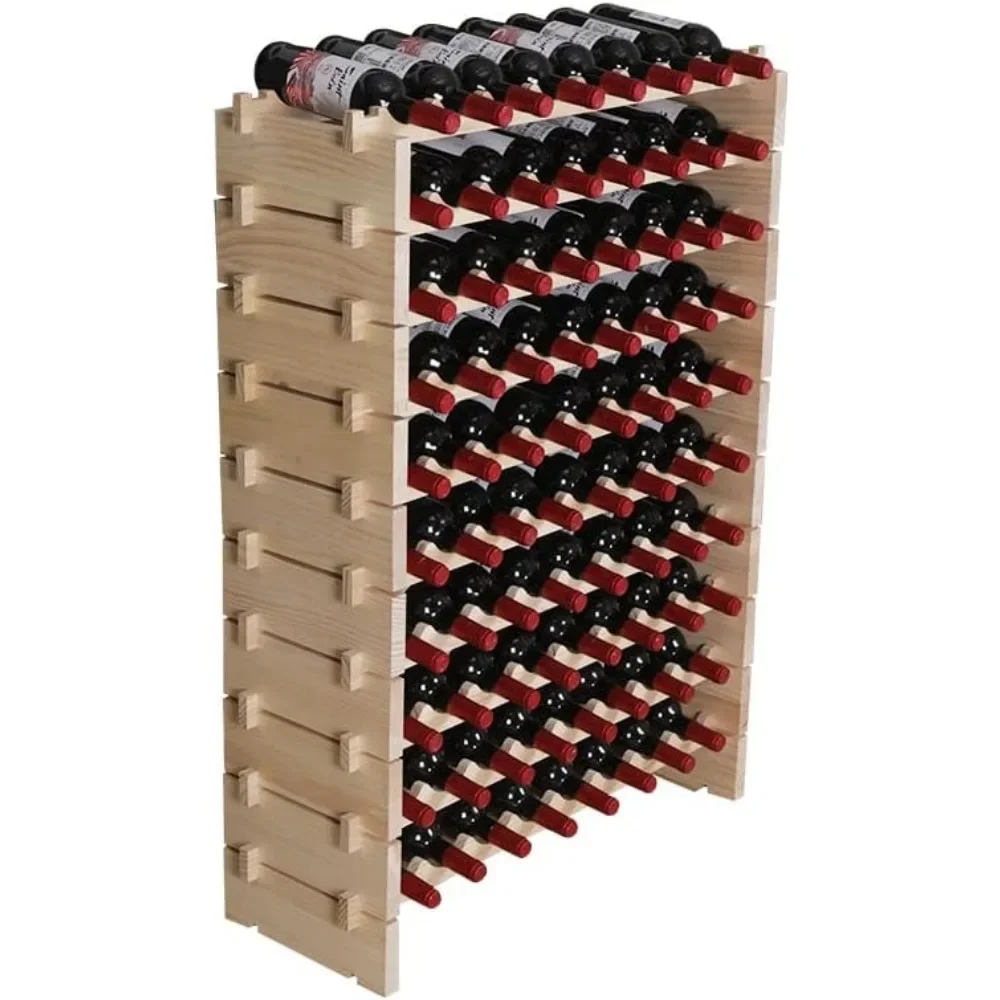 

Wine Rack Cabinet Wooden Freestanding for Floor Stackable Storage Wine Bottle Holder (80 Bottles) (JJ)