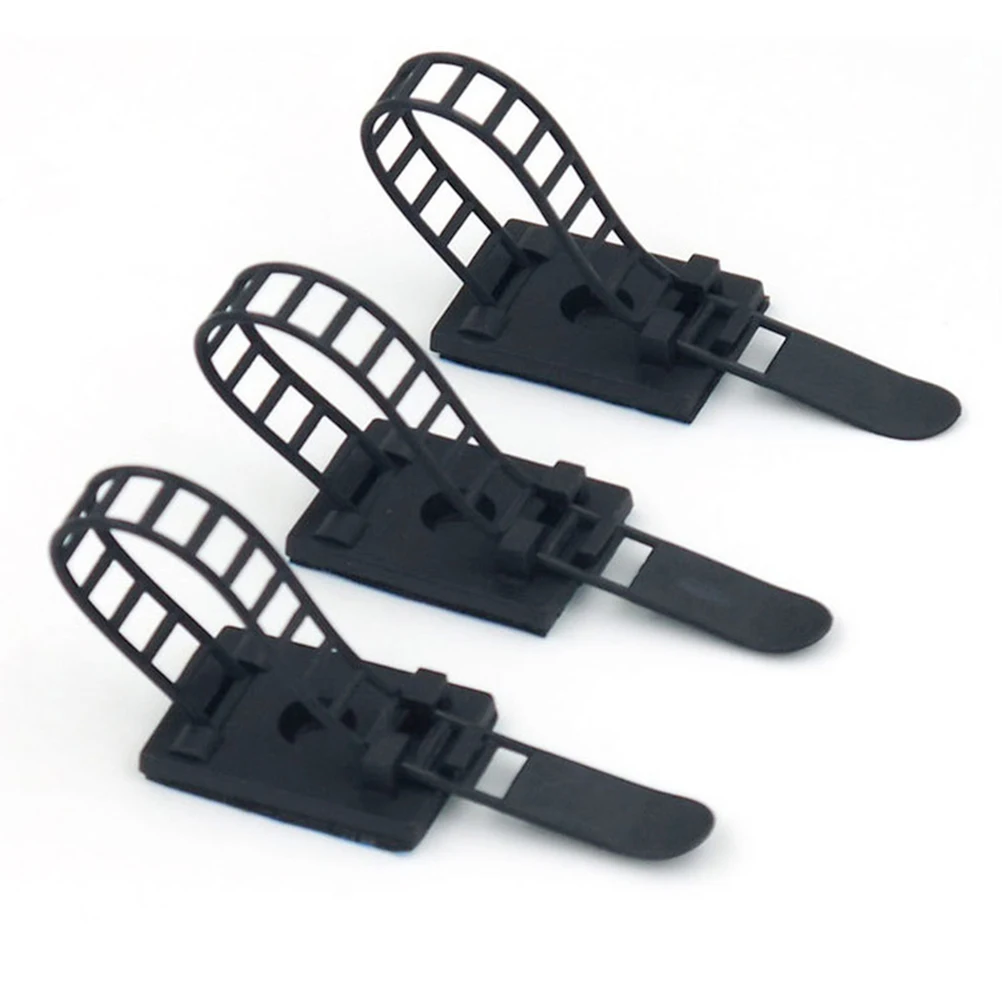 

50 pcs Cable Organizer Self-Adhesive Cord Management Clips Adjustable Cable Ties For Desktop Wire Holder Black