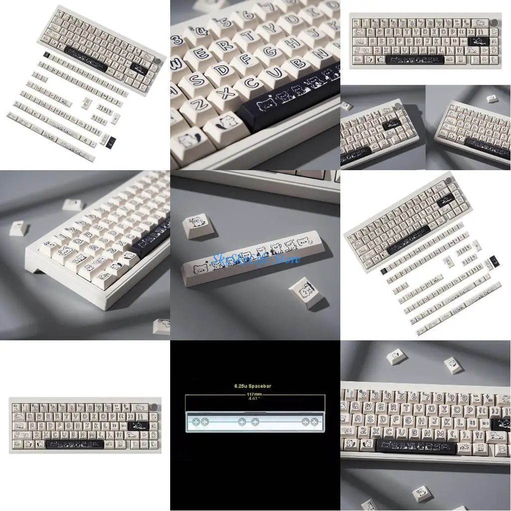

E65E Cherry Profile Keycaps Graffiti theme White Keycaps For Mechanical Keyboards