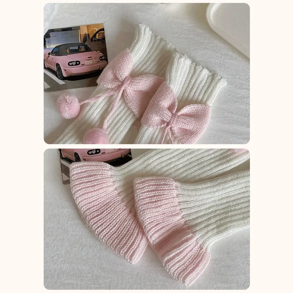 Harajuku Bow Leg Warmers Socks Ruffles Ball Warm Leg Cover Knitted Children's Long Socks