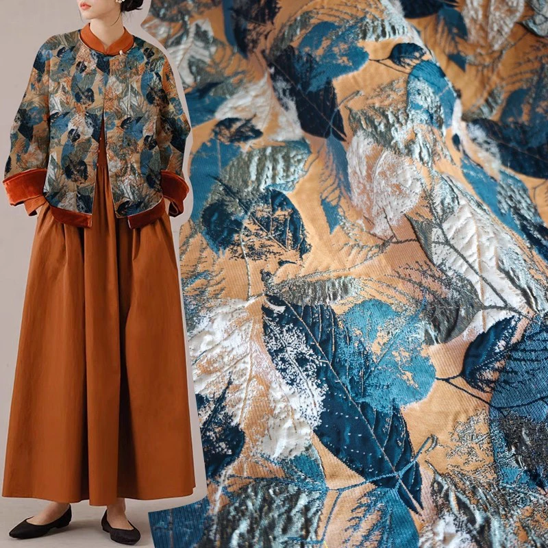 

1yard Retro leaf pattern jacquard texture fabric Designer Fashion Creative Stage Tops,Bottoms and Fabrics for clothing