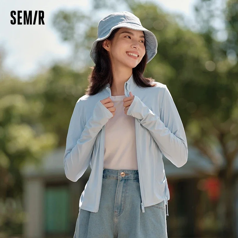 Semir เสื้อแจ็คเก็ตไหมพรมกันแดดแบบดั้งเดิมสำหรับผู้หญิง2024แน่นฤดูร้อนผ้าบางสั้นสารกันแดดผ้าไอซ์ซิลค์