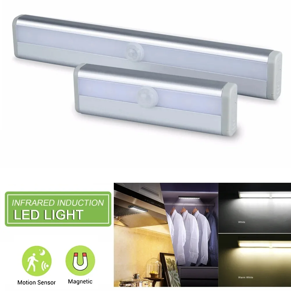 Pir Led Bewegingssensor Licht Kast Kledingkast Bed Lamp Led Onder Kast Nachtlampje Voor Kast Trap Keuken Koud/Warm Wit