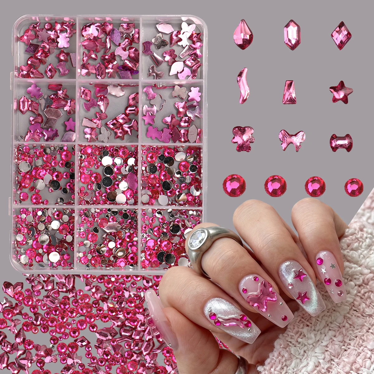 12-Gitter-Box Süße Dessert-Nagelkunst-Charms 3D Harz-Donut-Schokoladen-Lollipop-Edelsteine im Kawaii-Stil für Musikfestivals und Partys – Detail 10