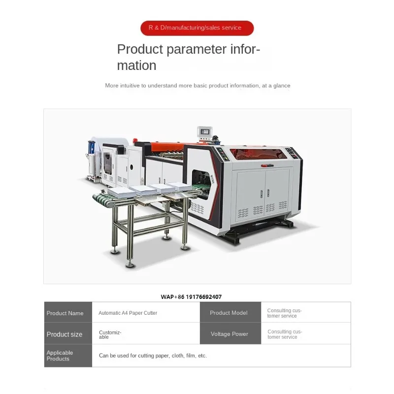 

Automatic Paper Sheet Cutting Machine with Packing Wrapping for A4 Paper Cross Cutting