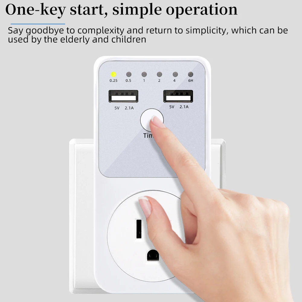 Intelligent Programmable Countdown Timer Socket Electrical 6HR Socket for USB Interface Switch with EU US UK FR Plug