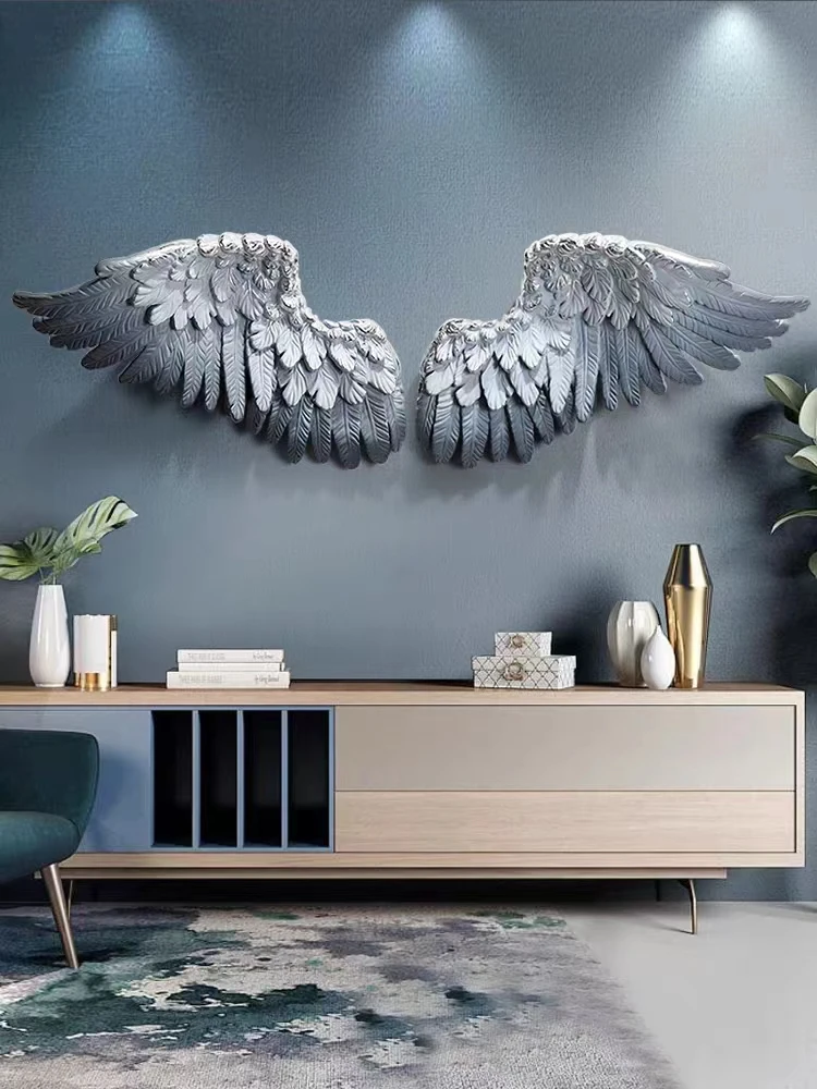 Room Decor Angel Wing Wall Pendant Deluxe Living Room Decoration Accessories Nordic Art Angel Wing Sculpture Wall Hanging Gifts