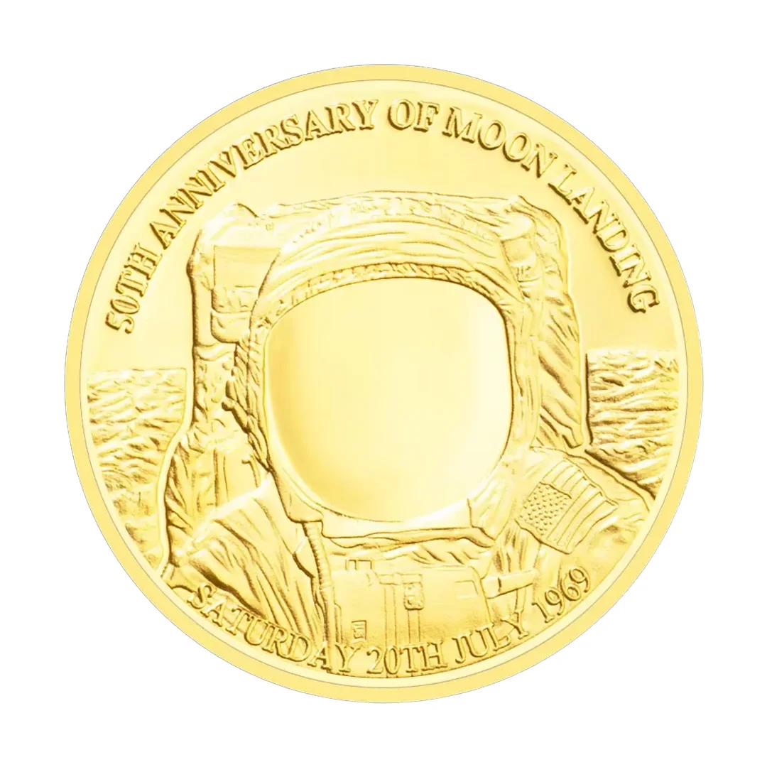 الذكرى الخمسين للذكرى الخمسين للولايات المتحدة لهبوط القمر تذكارية للعملات المعدنية المطلية بالذهب مجموعة هدايا تذكارية #1