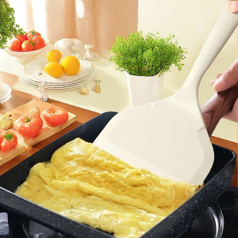 1pc Silicone Spatula Scraper Kitchen Utensils Heat Resistant Non-stick Frying Pan Fish Pancake Baking Scoop Cooking Tool CFQJ001