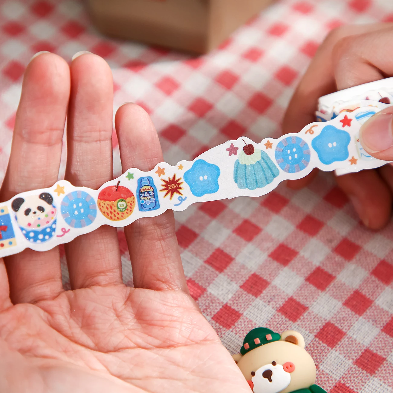 200cm/roll Washi Tapes Korean Cute Smoothie Pudding Dessert Sushi Pattern Irregular Tape Hand Collage Material DIY Decoration