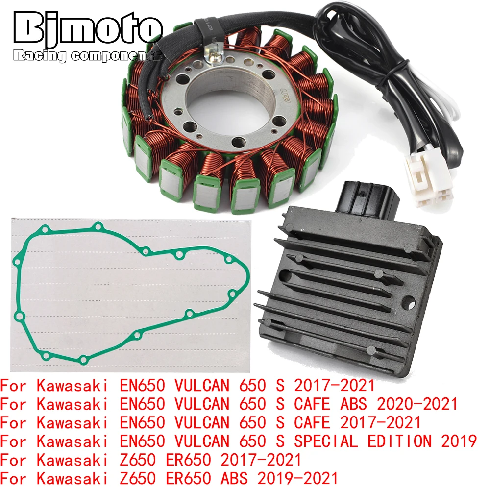 

For Kawasaki EN650 VULCAN 650 S CAFE ABS SPECIAL EDITION 2017-2021 Engine Stator Coil+Voltage Regulator rectifier With Gasket