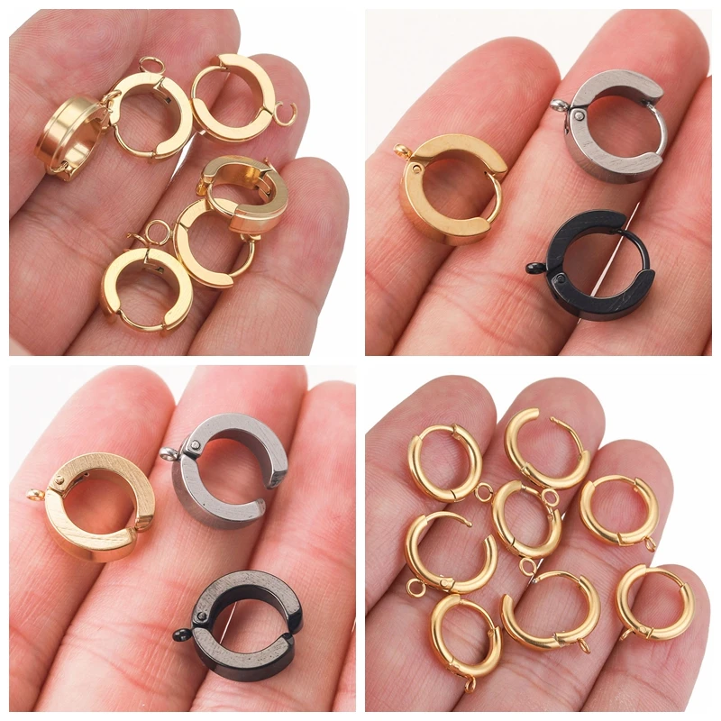 10 Stück Goldene Edelstahl-Creolen-Haken Runde Ohrringstifte für Frauen DIY Ohrringherstellung Zubehör Schmuckzubehör – Detail 3