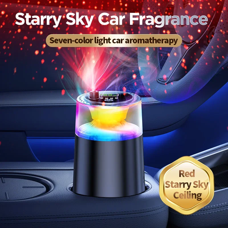 

Car mounted perfume aromatherapy automatic spray odor removal Smart Car Air Freshener Rechargeable colorful atmosphere light