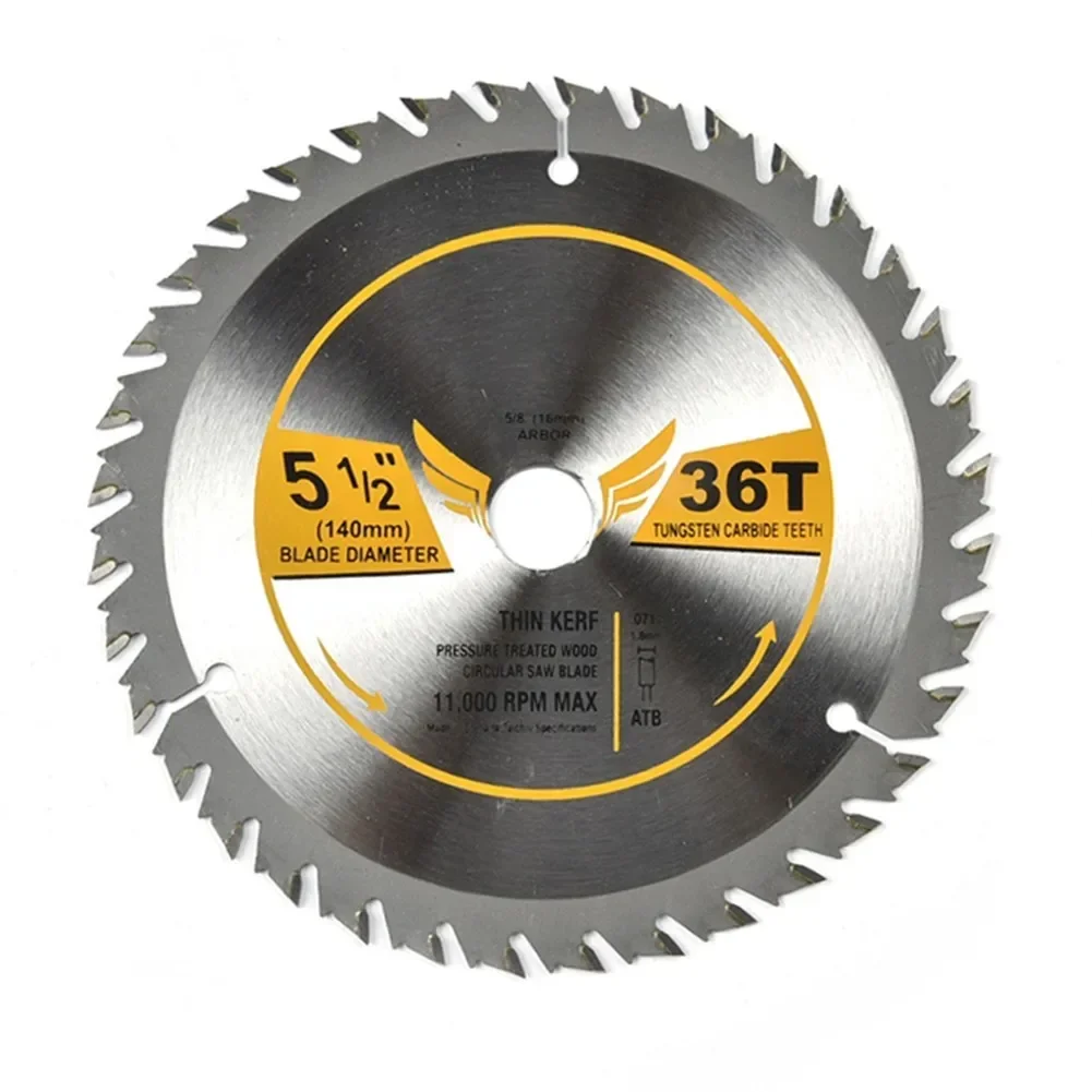 ALLGOOD 2PCS Circular Saw Blade 5-1/2inch X 5/8inch Arbor 36 Tooth Carbide Tungsten Saw Blade Cutting Wood Carbide Discs Cutting