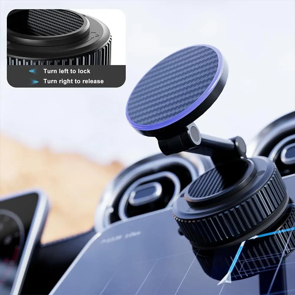 Carbon Fiber 15W Wireless Magnetic Charger Foldable Phone Rotation Suction Vacuum Stand Car Holder Strong Magnetic 360° T3H0