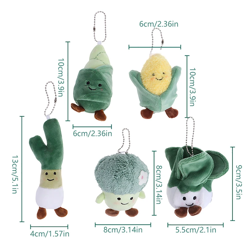 Vegetable Plush Toy Cartoon Cabbage Corn Broccoli Pendant Soft Stuffed Doll Keychain Backpack Car Bag Decor Kid Gift