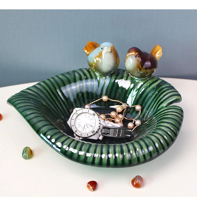Ceramic Storage Tray Handmade Ceramic Plate Little Bird Desktop Storage Container Snack Plate Soap Box Home Decoration